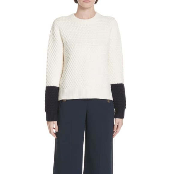 Tory Burch Sweaters - Tory Burch Ivory Honeycomb Merino Wool Sweater NWT
